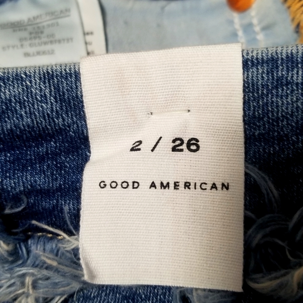 Good American *Good Legs* Frayed Waist  Distressed Skinny Jeans. Size: 2/26. - Picture 13 of 16